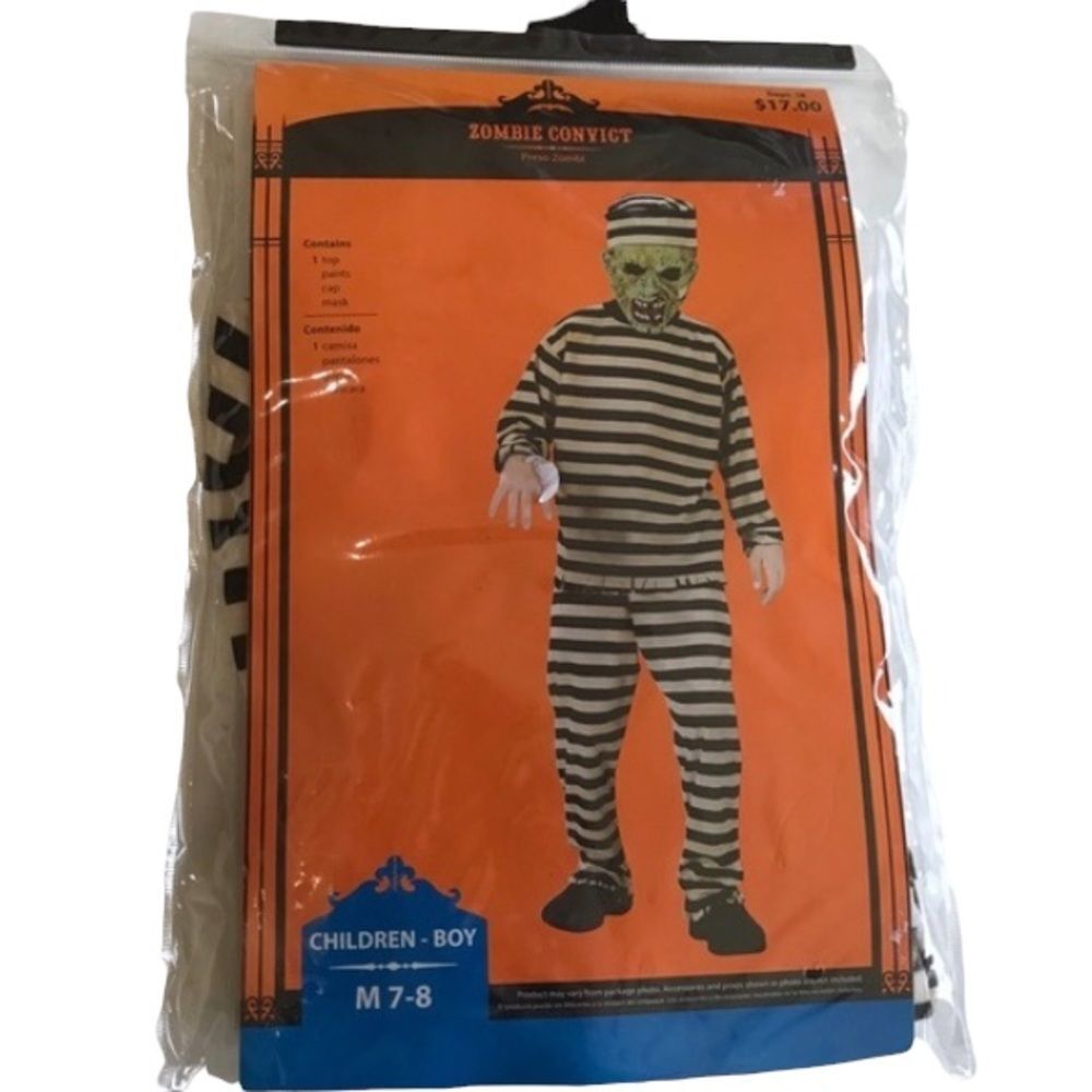 Zombie Convict Halloween Costume Dress Up Make Believe Play Sz M NEW